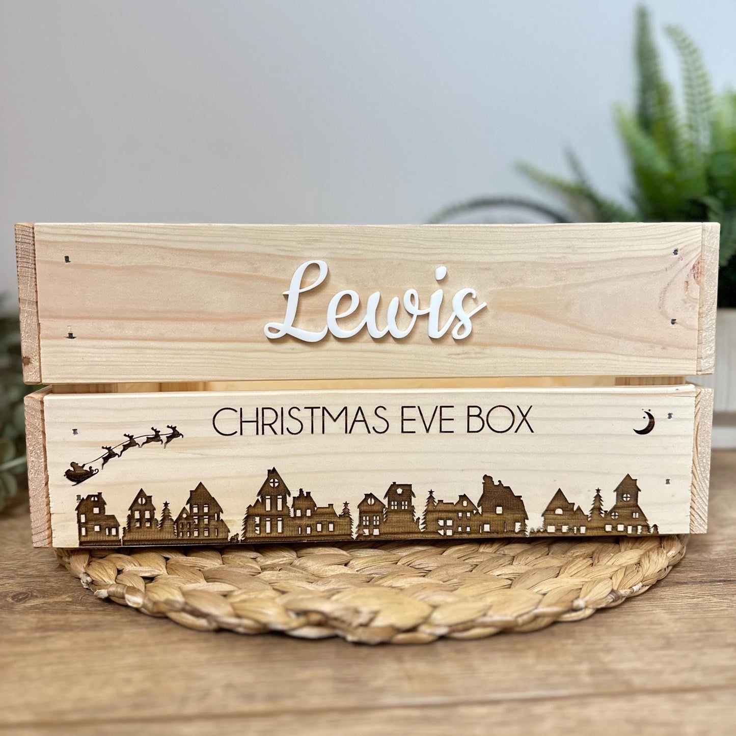 Personalised Wooden Christmas Eve Box | Laser Engraved Christmas Eve Crate