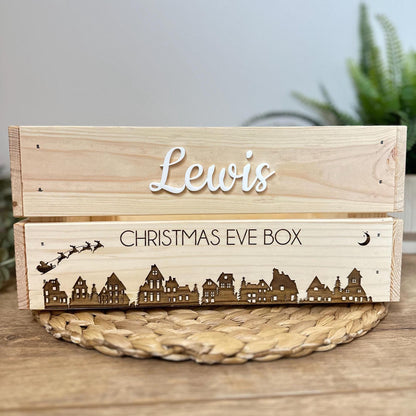 Personalised Wooden Christmas Eve Box | Laser Engraved Christmas Eve Crate