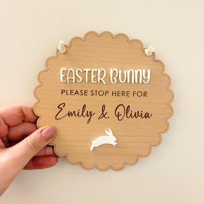 Easter Bunny Please Stop Here Hanging Sign