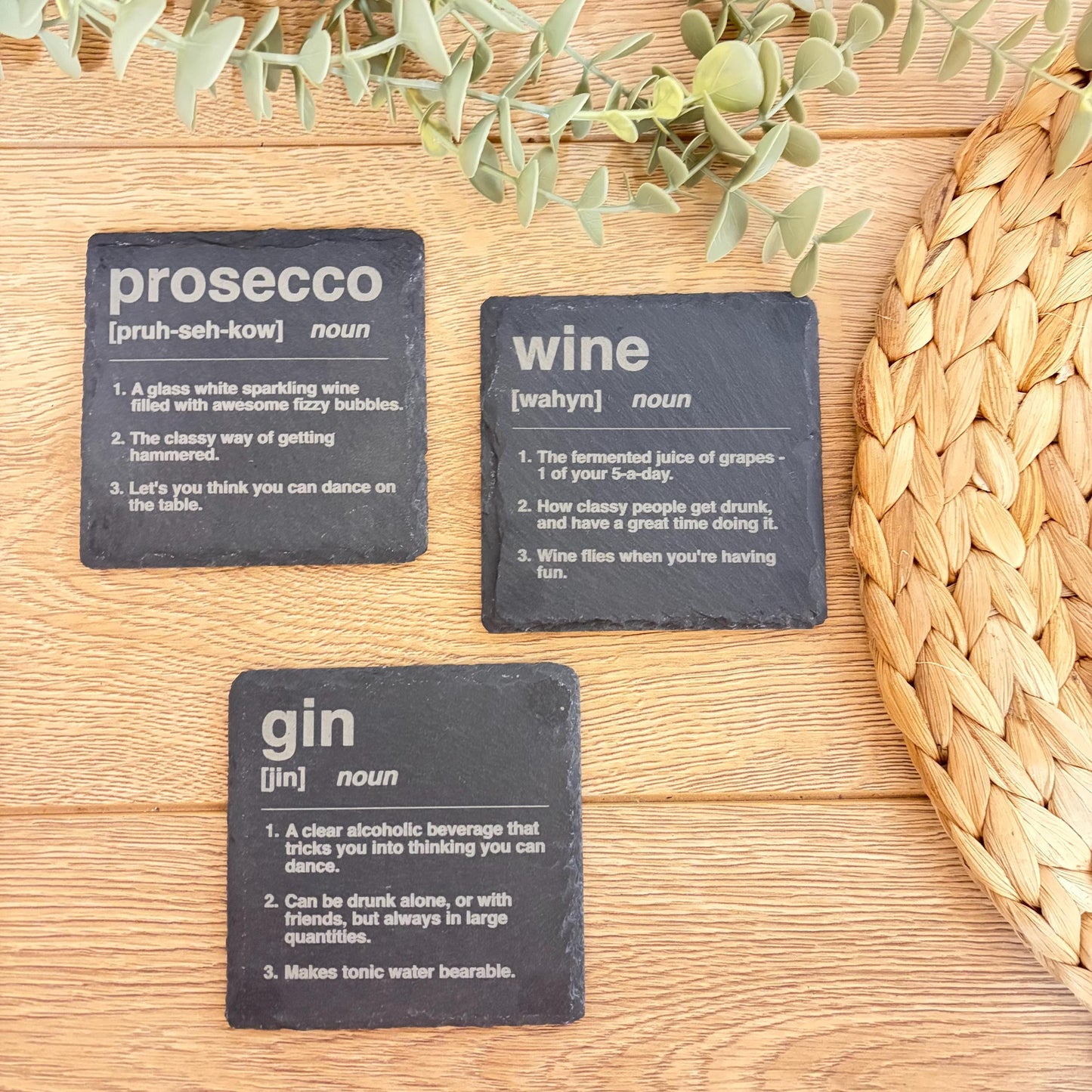 Noun Slate Coaster | Funny | Gift | Beer | Wine | Gin | Whiskey | Alcohol | Bar | Housewarming