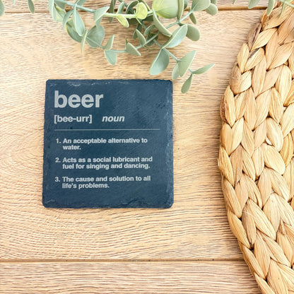 Noun Slate Coaster | Funny | Gift | Beer | Wine | Gin | Whiskey | Alcohol | Bar | Housewarming