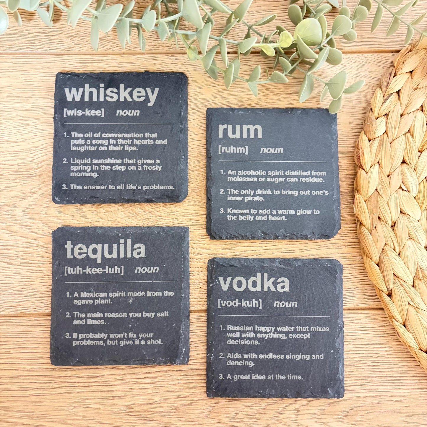 Noun Slate Coaster | Funny | Gift | Beer | Wine | Gin | Whiskey | Alcohol | Bar | Housewarming