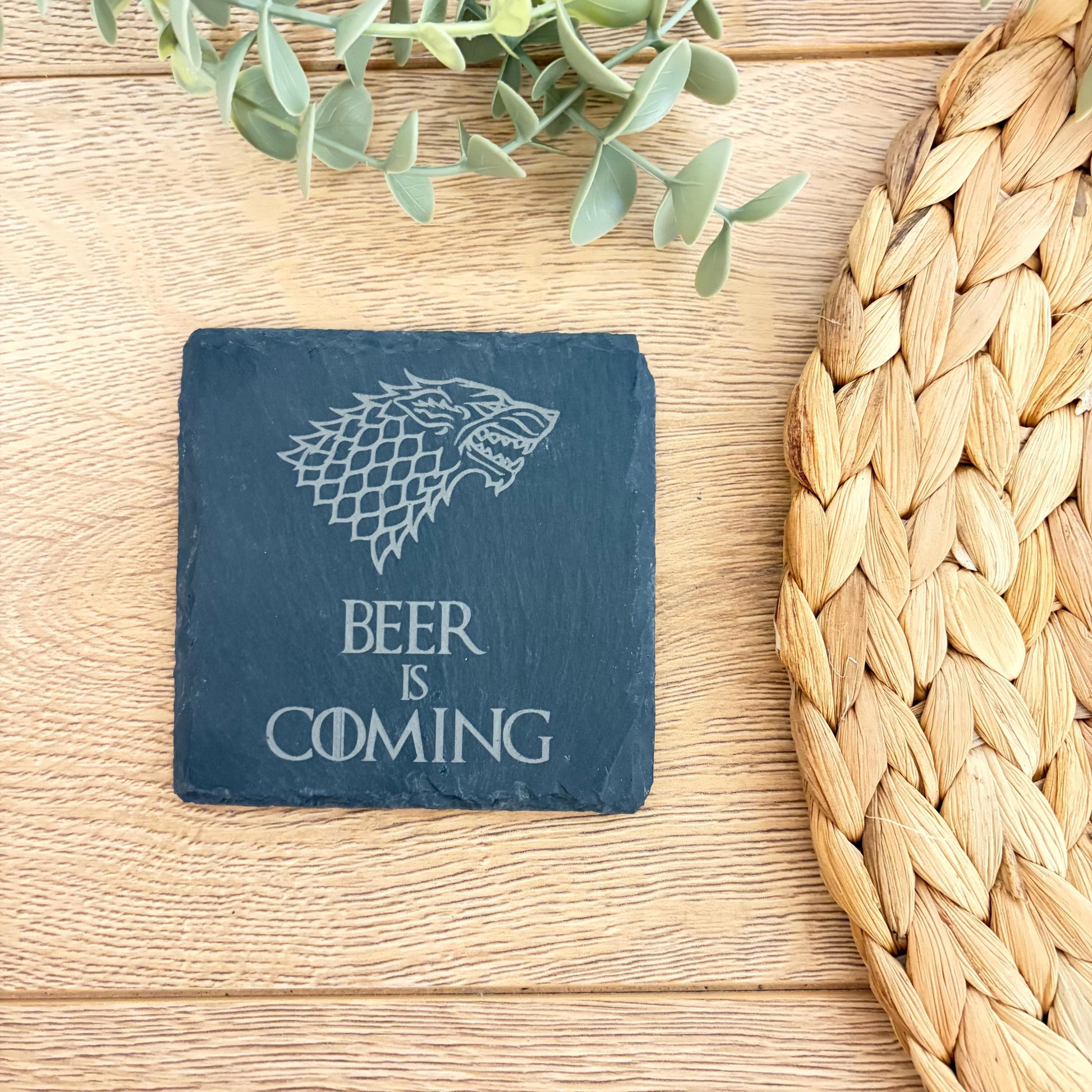 Beer is Coming Slate Coaster