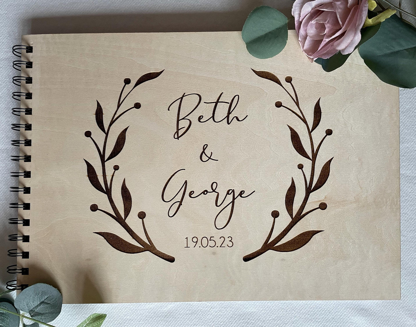 Personalised Wedding Guest Book | Wooden | Keepsake | Rustic | Engraved | Guest Book | Scrapbook | Photo Album