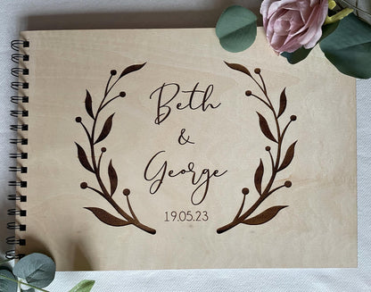 Personalised Wedding Guest Book | Wooden | Keepsake | Rustic | Engraved | Guest Book | Scrapbook | Photo Album