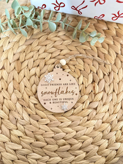 Wooden Bauble with Acrylic Snowflake | Christmas Ornament for a Friend | Festive Decoration