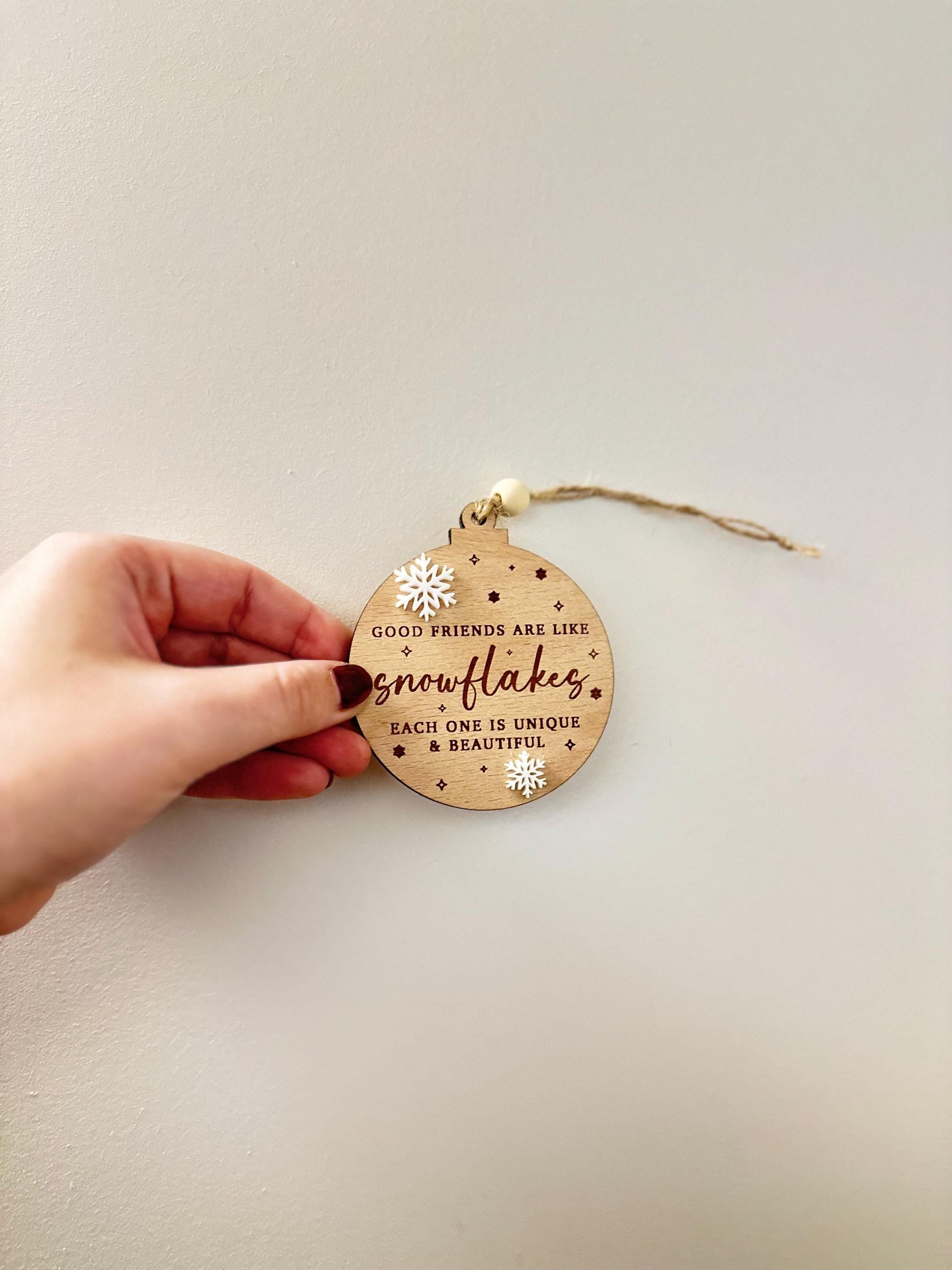 Wooden Bauble with Acrylic Snowflake | Christmas Ornament for a Friend | Festive Decoration