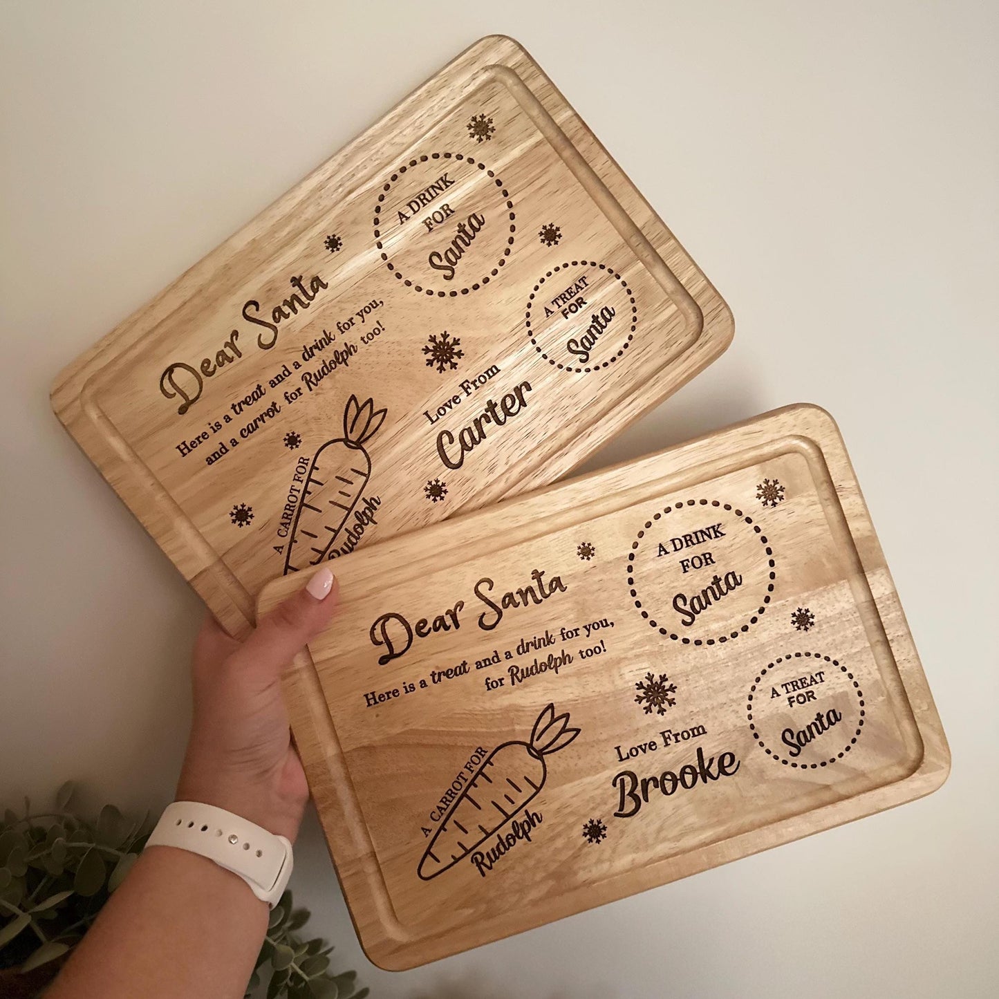 Wooden Christmas Eve Board | Christmas Eve | Santa | Rudolph | Treat Board | Mince Pie | Cookie | Milk | Carrot | Personalised