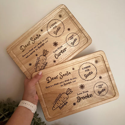 Wooden Christmas Eve Board | Christmas Eve | Santa | Rudolph | Treat Board | Mince Pie | Cookie | Milk | Carrot | Personalised