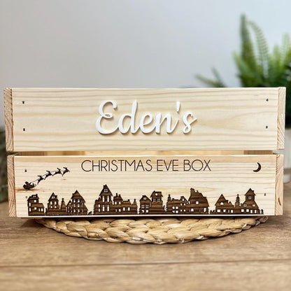 Personalised Wooden Christmas Eve Box | Laser Engraved Christmas Eve Crate