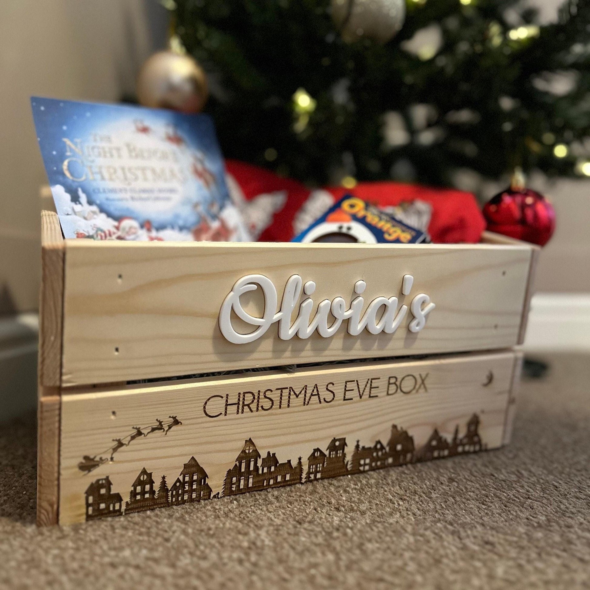 Personalised Wooden Christmas Eve Box | Laser Engraved Christmas Eve Crate