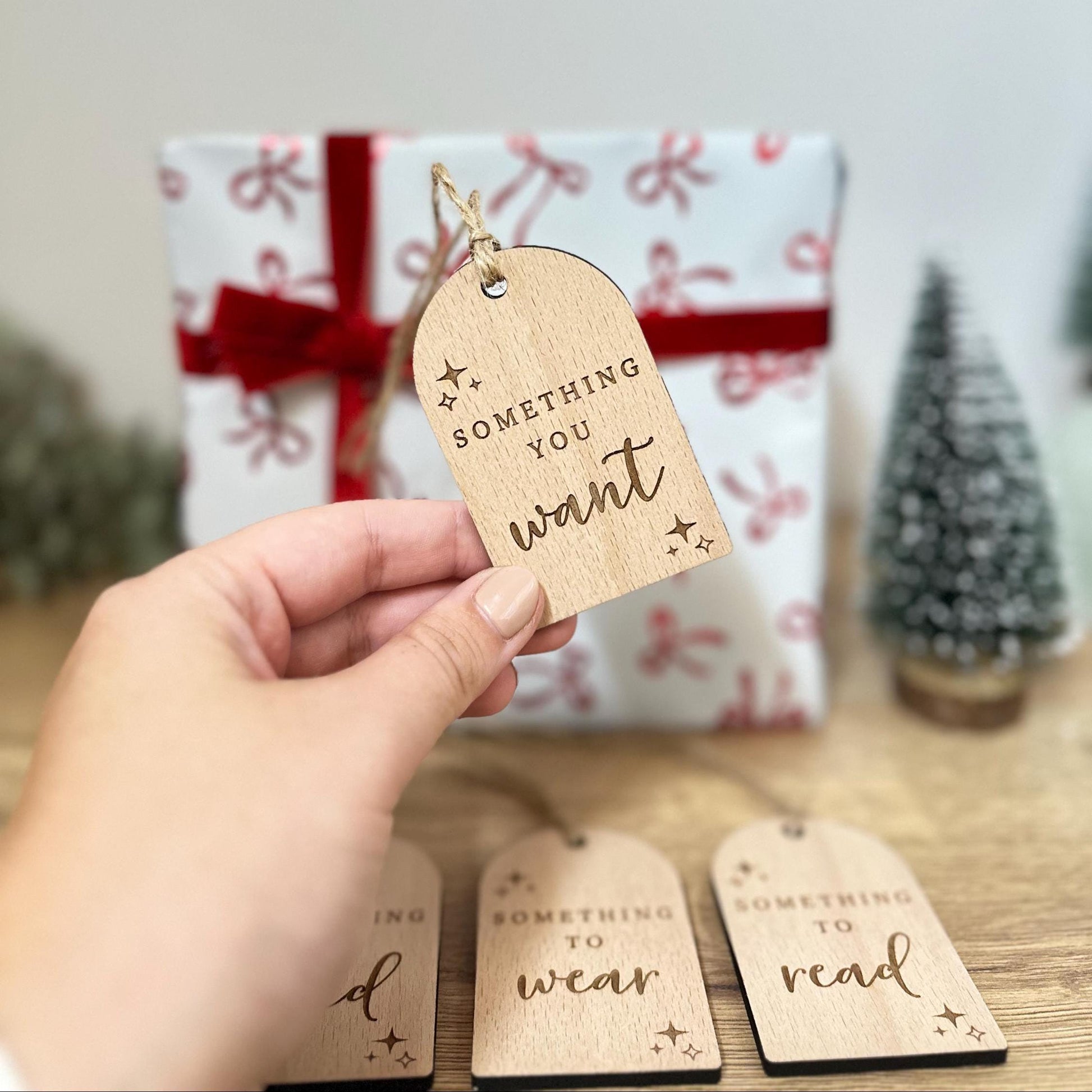 Mindful Gift Tags | Something you Tags | Want, Need, Wear, Read | Present Labels | Wooden