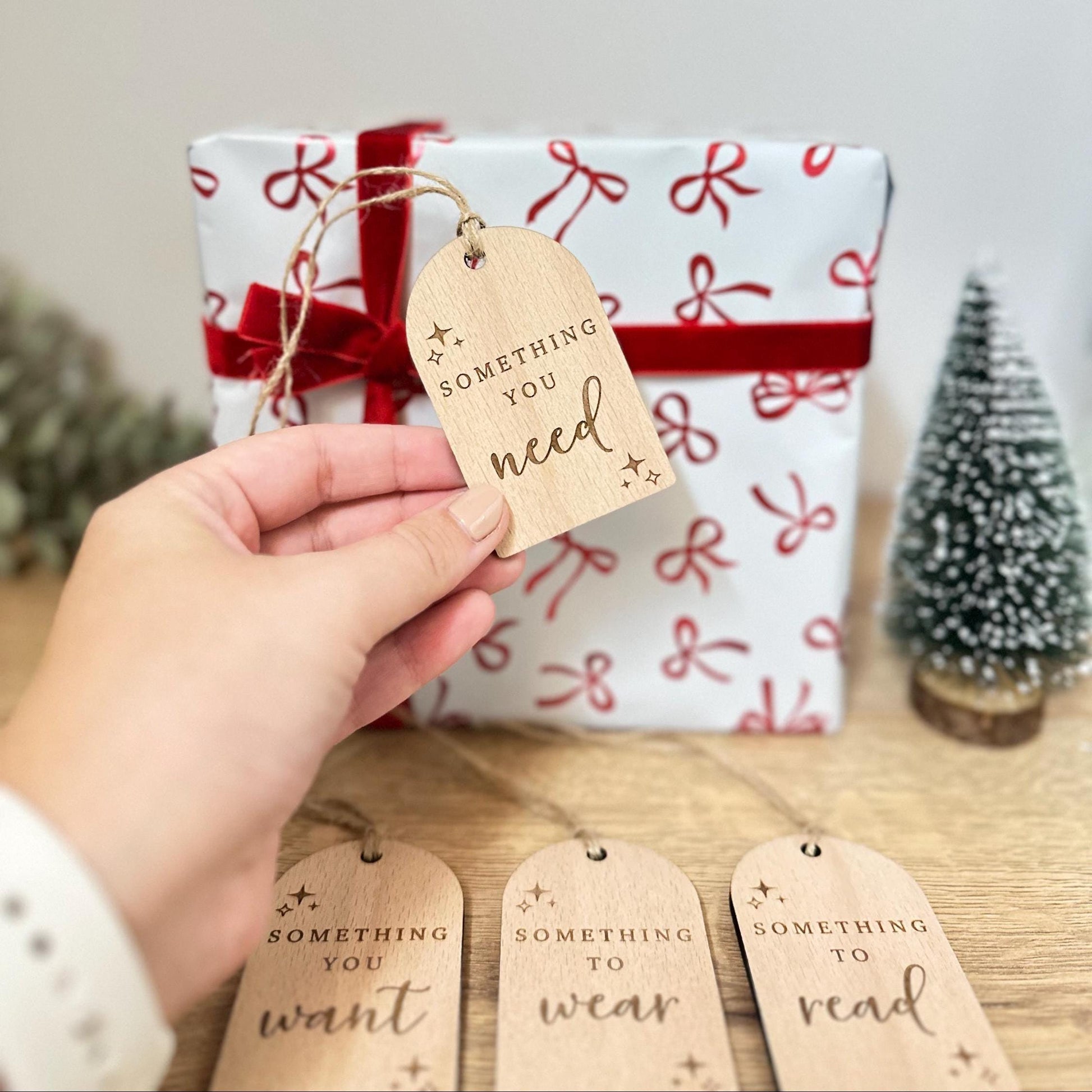 Mindful Gift Tags | Something you Tags | Want, Need, Wear, Read | Present Labels | Wooden