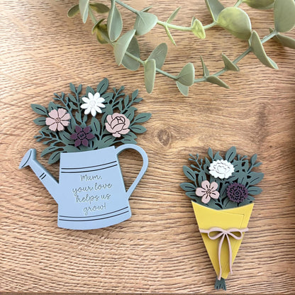 Mother's Day Birth Flower Magnet | Bouquet | Watering Can | Garden | Help Us Grow