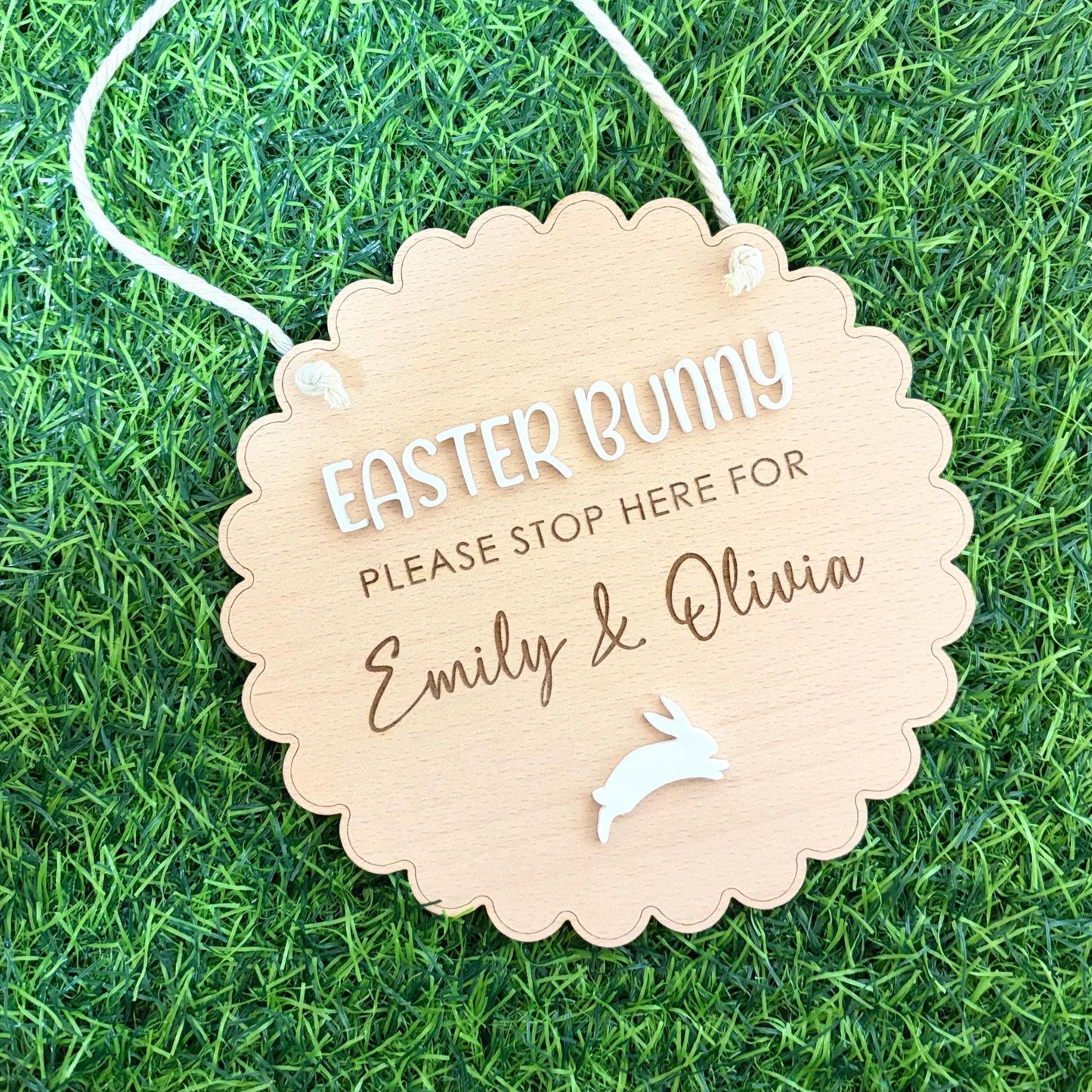 Easter Bunny Please Stop Here Hanging Sign