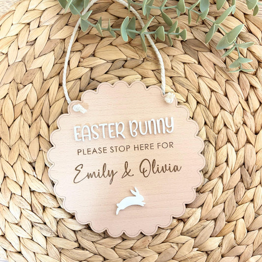 Easter Bunny | Please Stop Here Hanging Sign