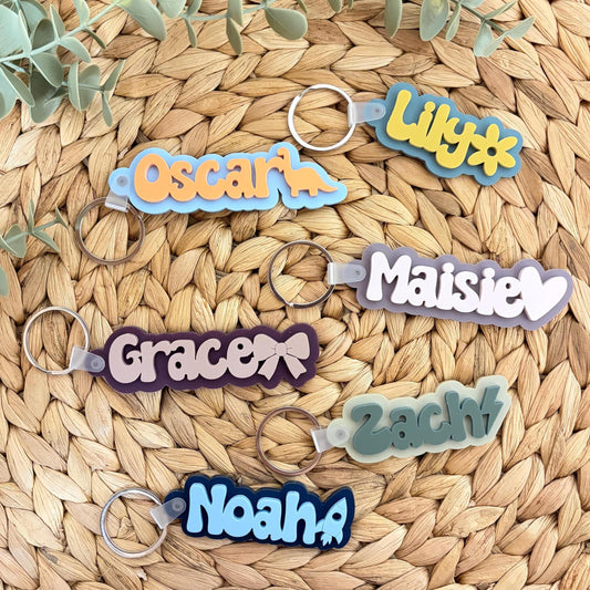 Personalised Name Keyring | Keychain | Colour | Acrylic | Bag Tag | Back to School