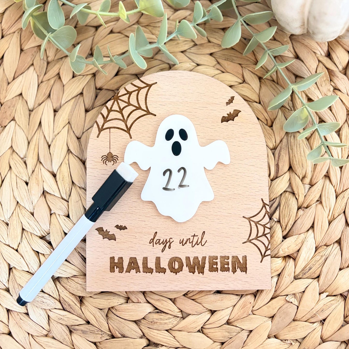 Halloween Countdown Shelf Sitter | Ghost | Days Until Halloween | Seasonal Home Decor | Spooky Season Decoration | Halloween Gift
