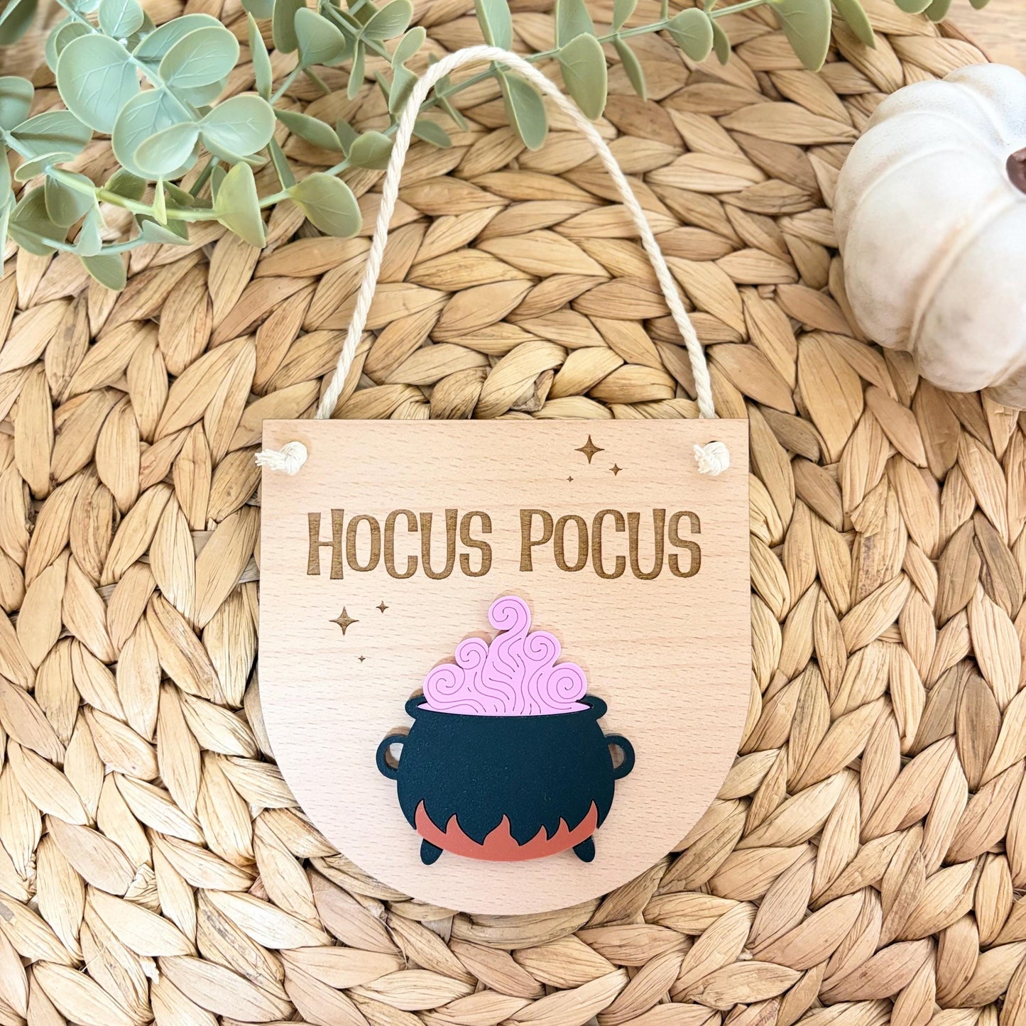 Hocus Pocus Hanging Sign | Hanging Decoration | Seasonal Decor | Halloween Home Decor | Witch Cauldron | Spooky Gift