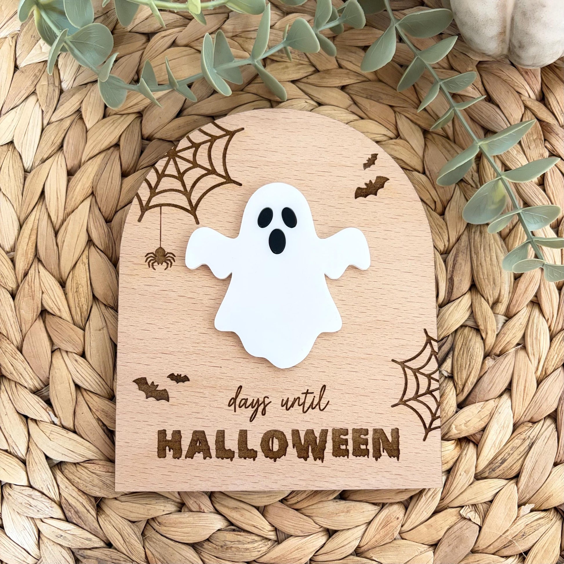 Halloween Countdown Shelf Sitter | Ghost | Days Until Halloween | Seasonal Home Decor | Spooky Season Decoration | Halloween Gift