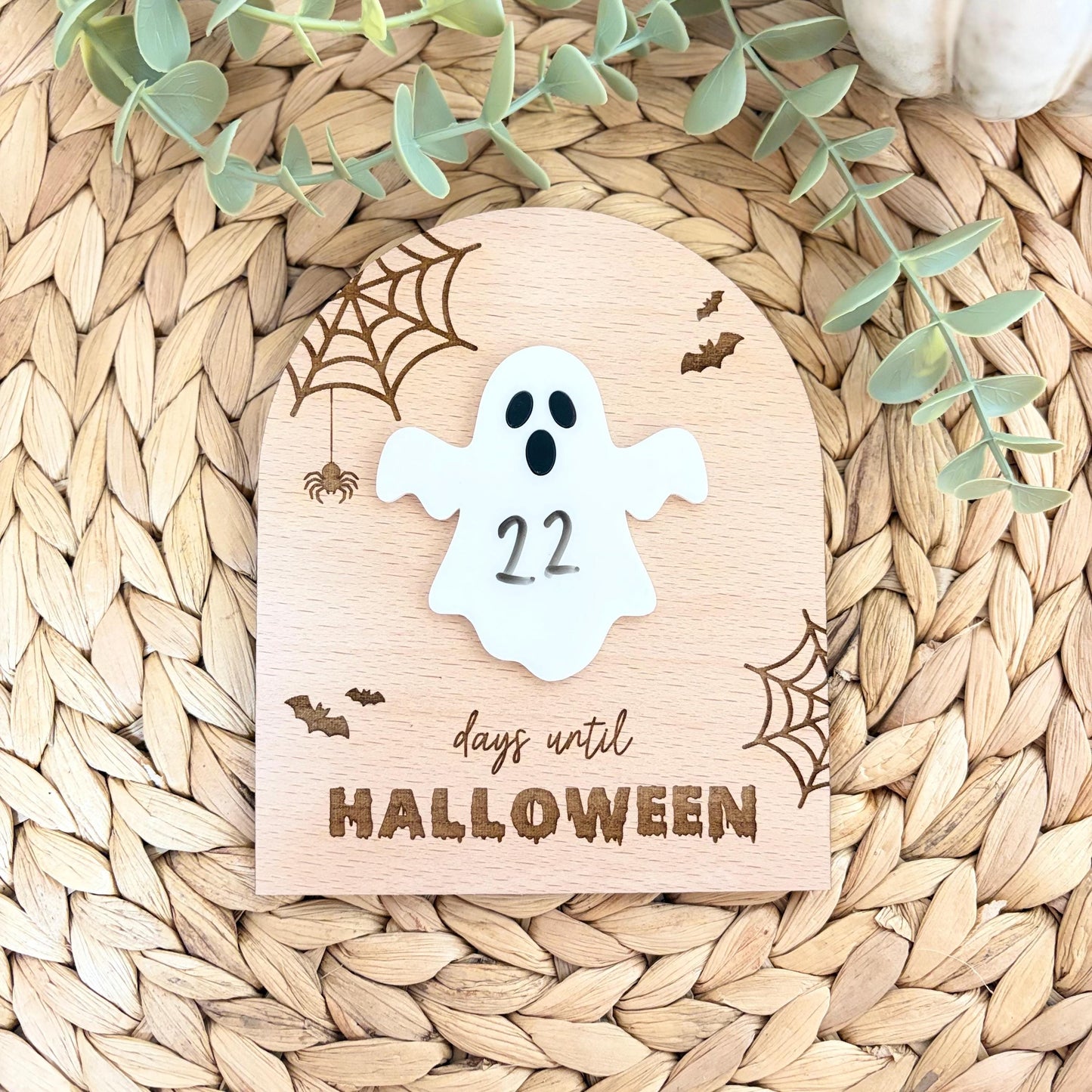 Halloween Countdown Shelf Sitter | Ghost | Days Until Halloween | Seasonal Home Decor | Spooky Season Decoration | Halloween Gift
