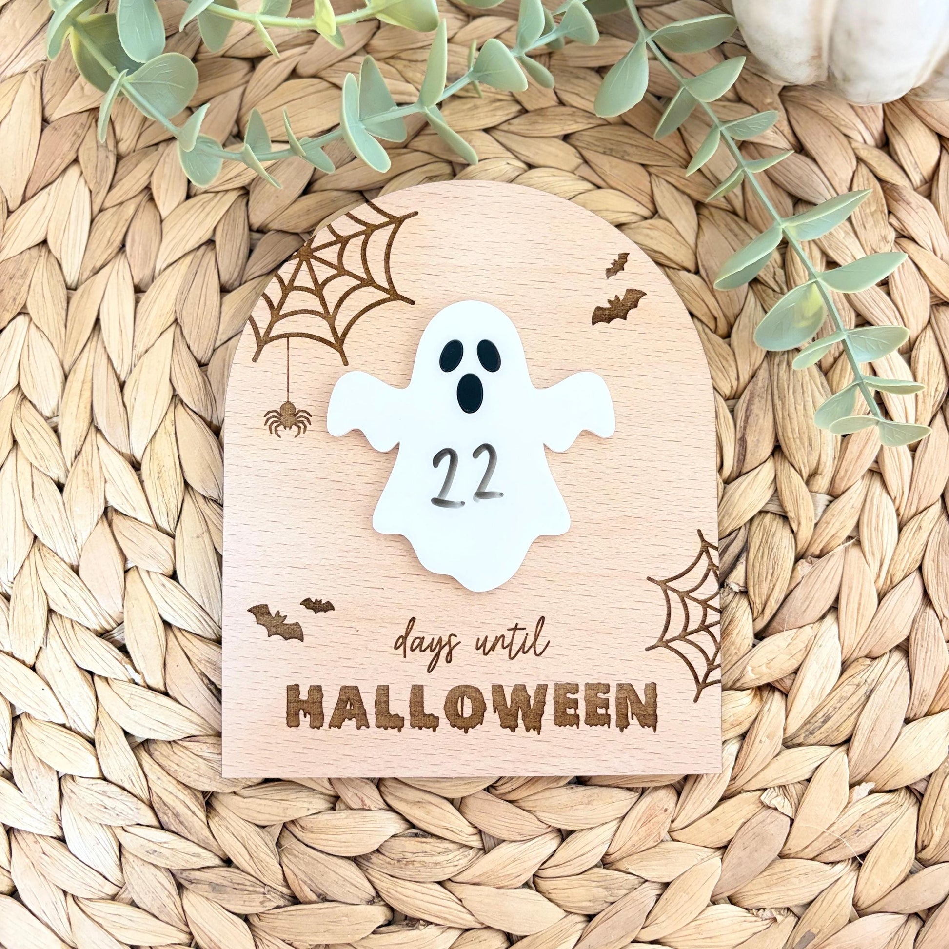 Halloween Countdown Shelf Sitter | Ghost | Days Until Halloween | Seasonal Home Decor | Spooky Season Decoration | Halloween Gift