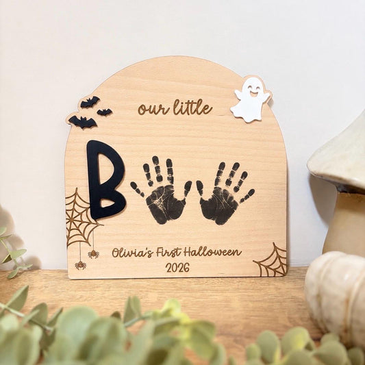 Personalised Little BOO Sign | DIY Baby Handprint or Footprint | First Halloween Keepsake | Halloween Baby Gift