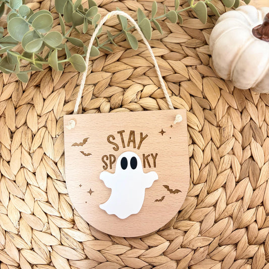 Stay Spooky Hanging Sign | Hanging Decoration | Seasonal Decor | Halloween Home Decor | Ghost | Spooky Gift